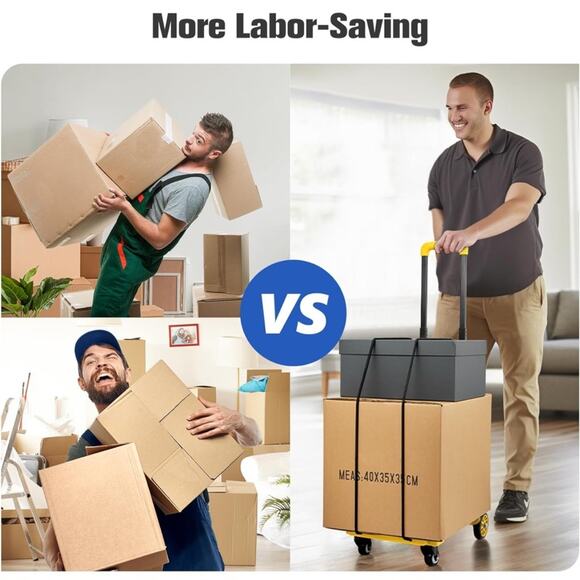 Folding Hand Truck, 290 lbs Heavy Duty Dolly Cart Solid Moving Utility Cart - Picture 5 of 6